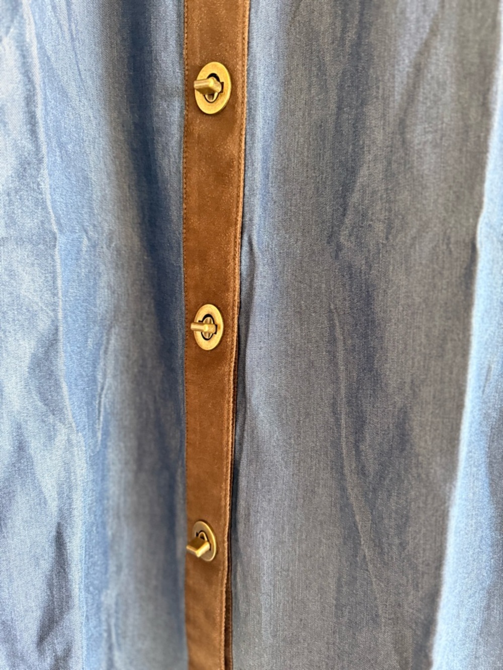 Soft Surroundings Blue Dress with Brown Trim - Picture 6 of 12